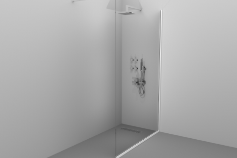 Paravan de duș Alux 100x190 - sticlă securizată, profil alb / negru